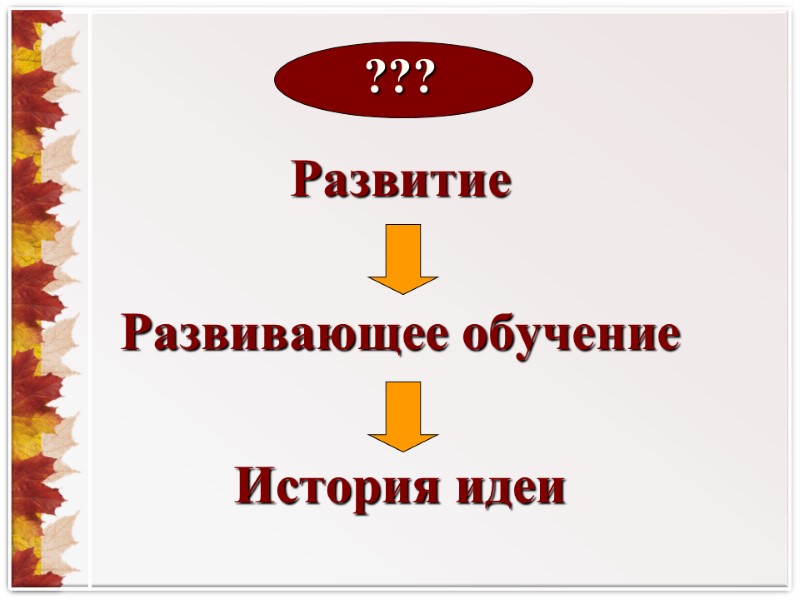 ??? Развитие  Развивающее обучение  История идеи